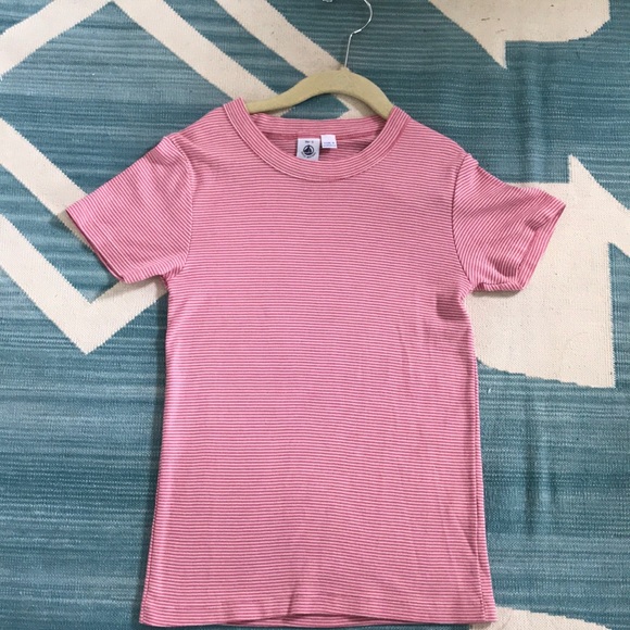 Petit Bateau Tops - Red and White Striped T-shirt